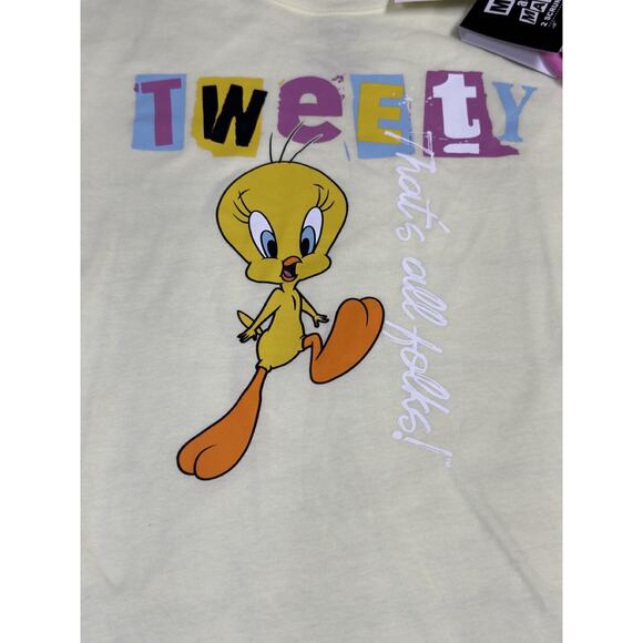 Looney Tunes Tweety Bird T-Shirt Crew Neck Yellow Juniors Size 7-9 Medium - Picture 2 of 8